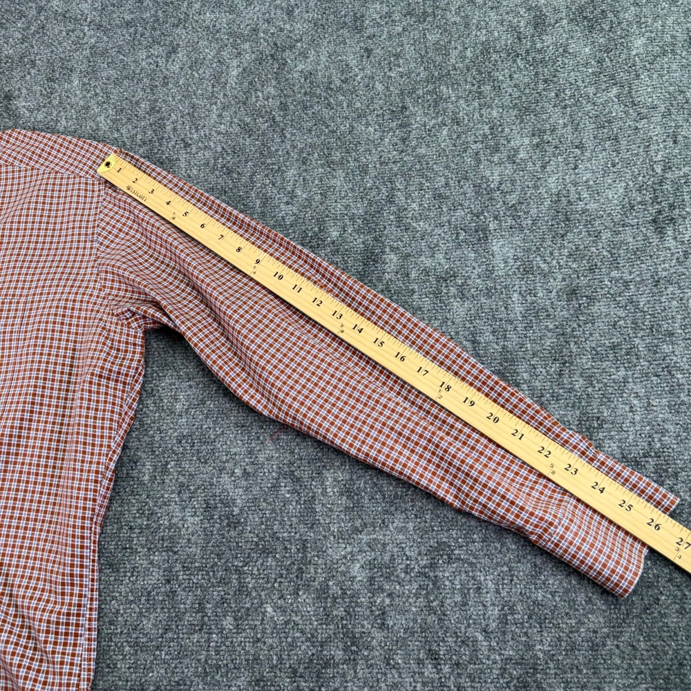 David Donahue Shirt Mens XL Orange Blue Plaid Cotton Long Sleeve Button Up - Picture 12 of 15